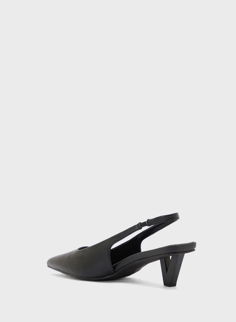 ELLA Interest Heel Pointy Sling Back Pump