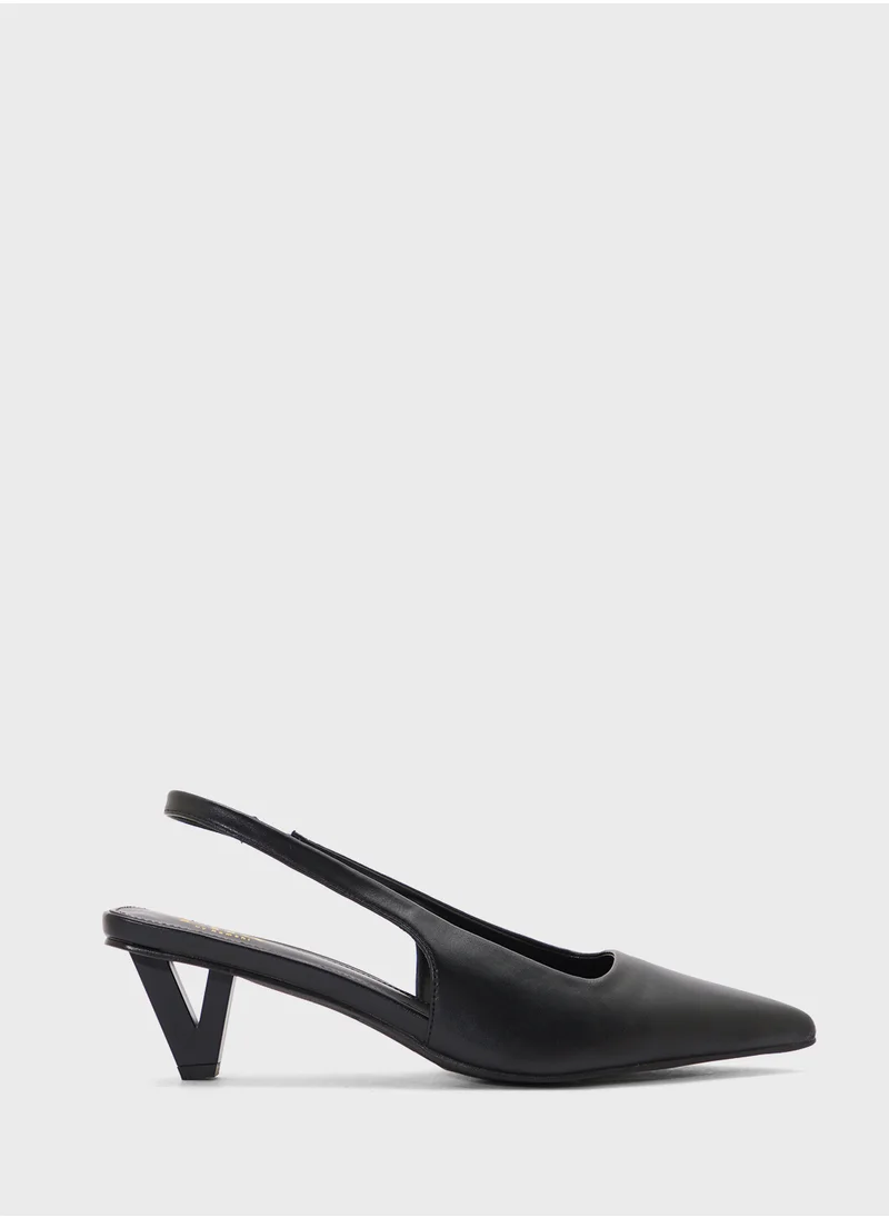 ELLA Interest Heel Pointy Sling Back Pump