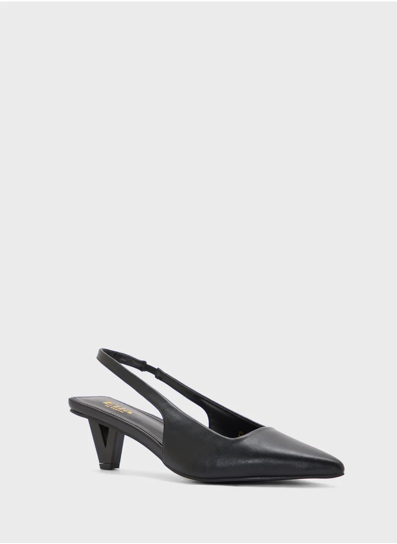 ELLA Interest Heel Pointy Sling Back Pump