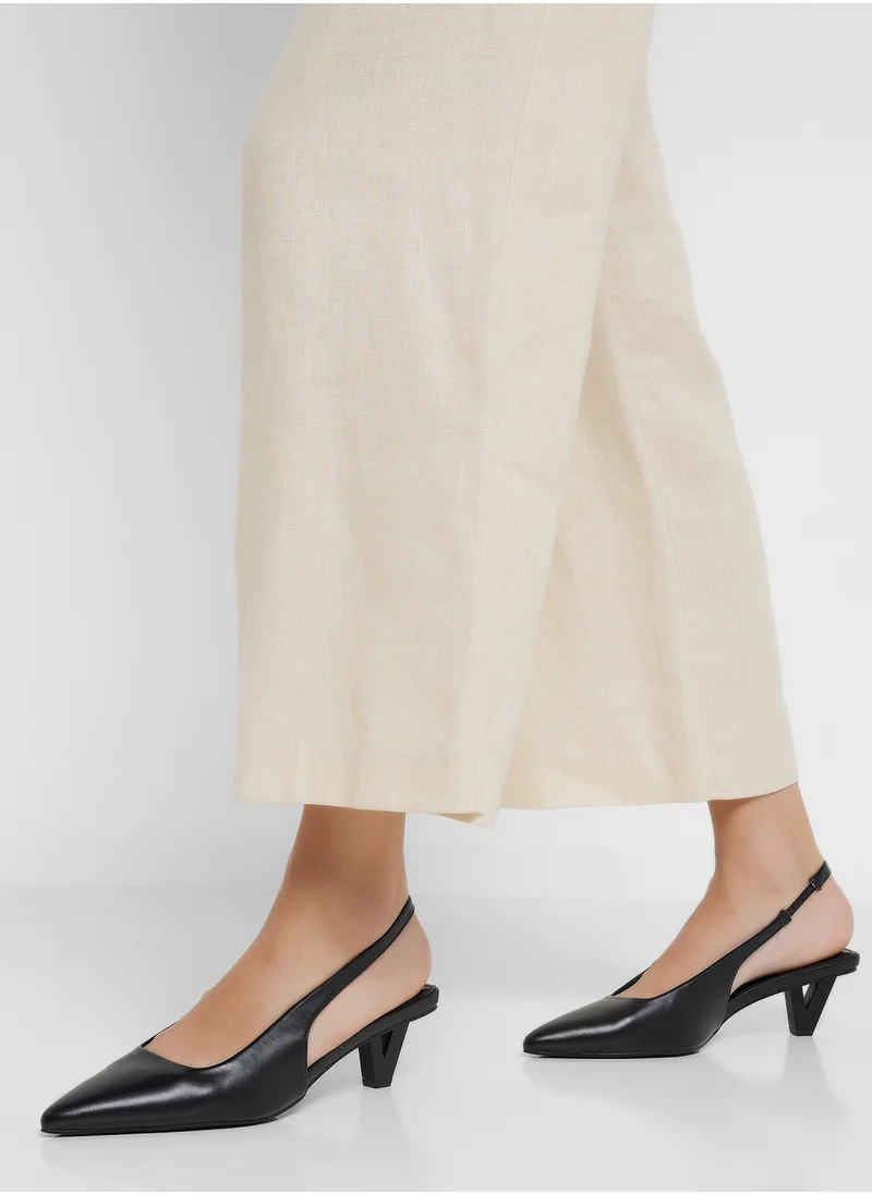 ELLA Interest Heel Pointy Sling Back Pump