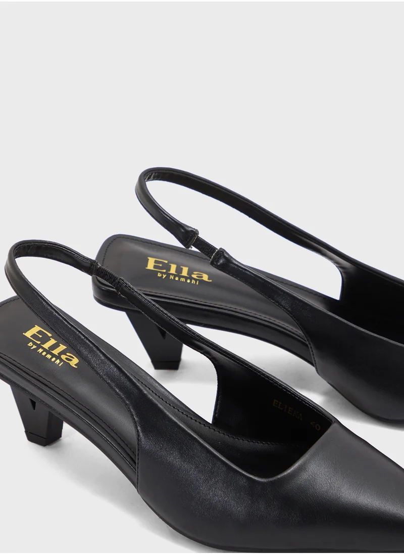 ELLA Interest Heel Pointy Sling Back Pump