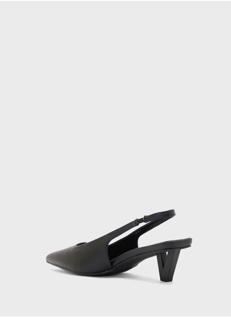 ELLA Interest Heel Pointy Sling Back Pump