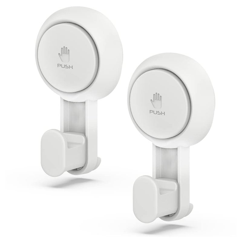 Nyarra Vacuum Suction Hooks,Wall Clips For Hanging Towel,Clothes,Kitchen Utensils,Drill-Free Installation,Removable & Reusable Wall Mounted Bathroom Hanger,Pack Of 2 (Thick Hooks [Nr-0553])-Abs,White - Image 1