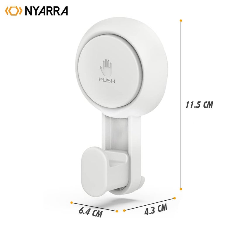 Nyarra Vacuum Suction Hooks,Wall Clips For Hanging Towel,Clothes,Kitchen Utensils,Drill-Free Installation,Removable & Reusable Wall Mounted Bathroom Hanger,Pack Of 2 (Thick Hooks [Nr-0553])-Abs,White - Image 3