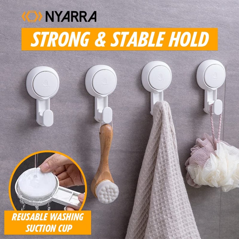 Nyarra Vacuum Suction Hooks,Wall Clips For Hanging Towel,Clothes,Kitchen Utensils,Drill-Free Installation,Removable & Reusable Wall Mounted Bathroom Hanger,Pack Of 2 (Thick Hooks [Nr-0553])-Abs,White - Image 4