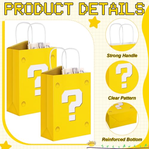 Joottuan 24 Pcs Yellow Party Gift Bags Video Game Themed Goodie Bag Cartoon Paper Candy Bags for Birthday Party Decorations Supplies - Image 3