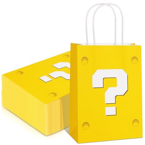 Joottuan 24 Pcs Yellow Party Gift Bags Video Game Themed Goodie Bag Cartoon Paper Candy Bags for Birthday Party Decorations Supplies - Image 1