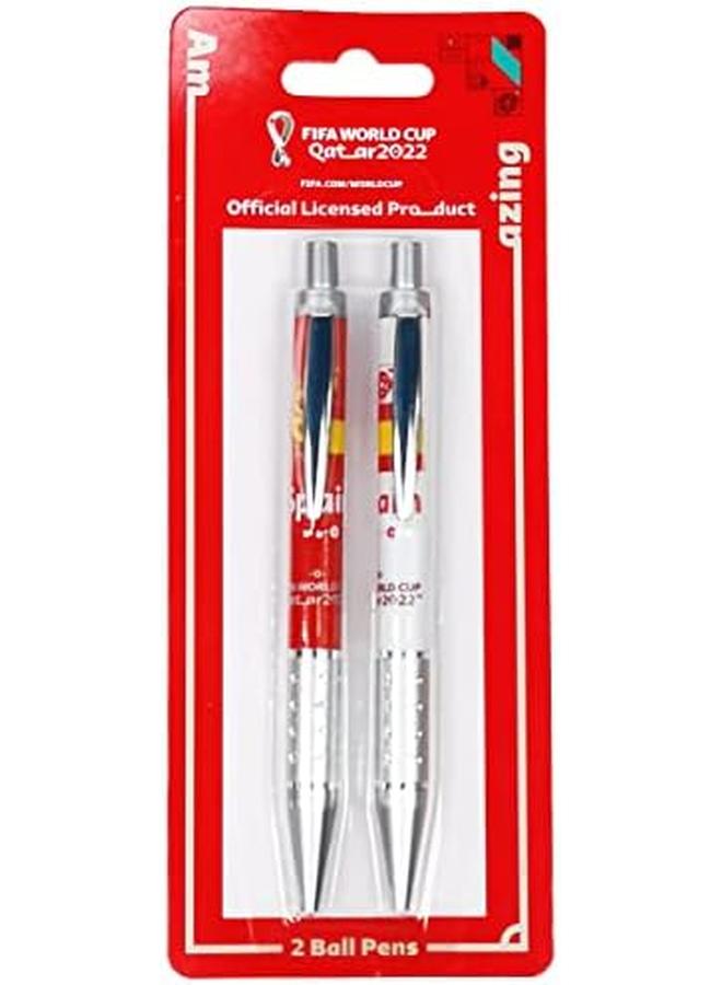 فيفا مجموعة أقلام كأس العالم قطر 2022 مكونة من قلمين للمكتب والكلية والاستخدام اليومي هدية مثالية لمحبي ألعاب كرة القدم إسبانيا - Image 2
