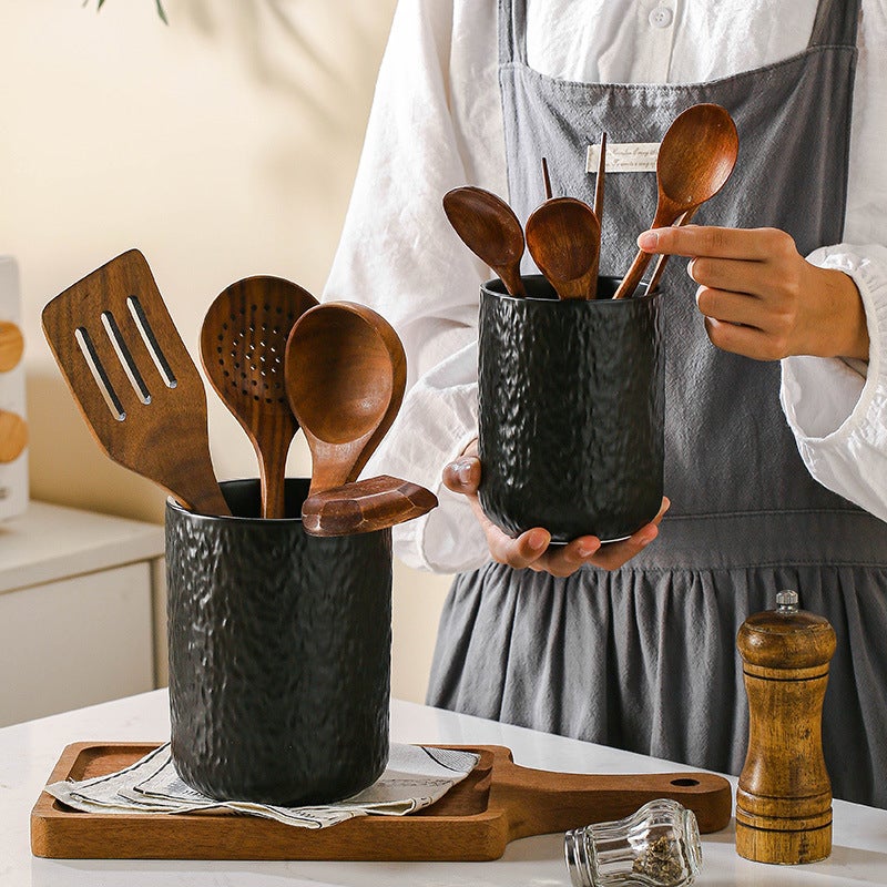 Ceramic Rock Pattern Storage Holder Household Kitchenware Cooking Utensils Storage Barrel Kitchen Shovel Spoon Storage Chopsticks Holder Chopsticks Cage - Image 4