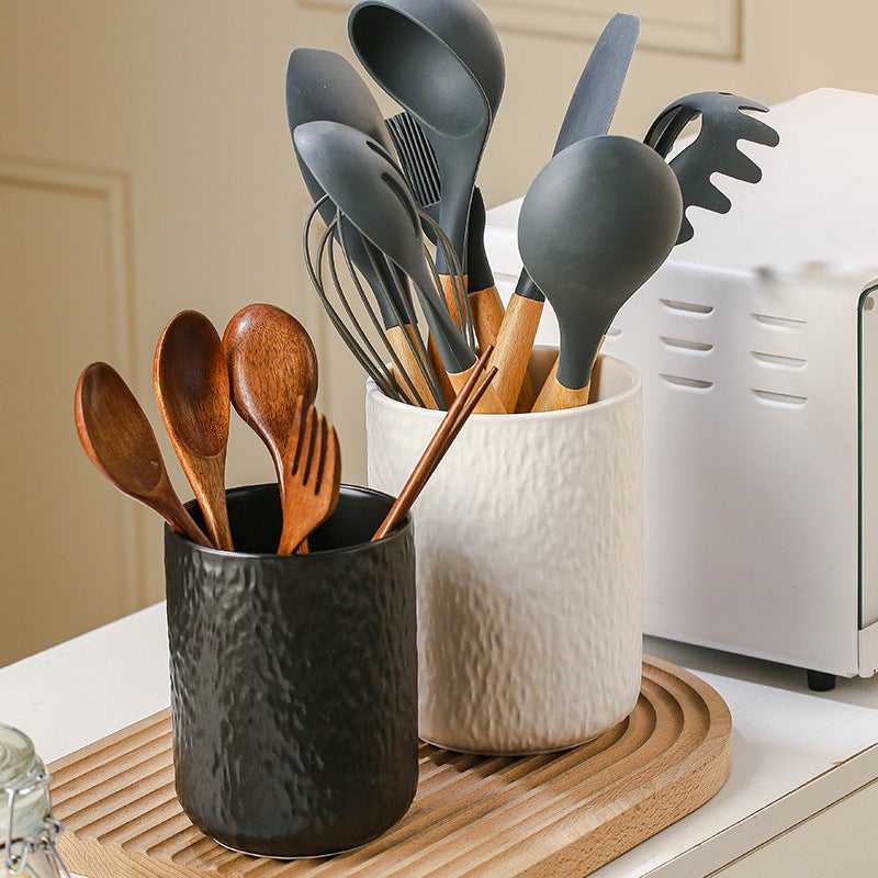 Ceramic Rock Pattern Storage Holder Household Kitchenware Cooking Utensils Storage Barrel Kitchen Shovel Spoon Storage Chopsticks Holder Chopsticks Cage - Image 2