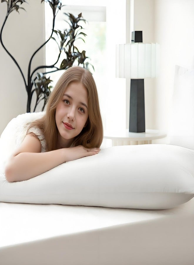 سيمبل آند أوبيولنس وسائد Simple&Opulence من ريش الإوز، مقاس كينج، طقم من قطعتين، وسادة سرير بيضاء للنوم مصنوعة من القطن الخالص 100%، وسادة فاخرة ناعمة بجودة الفنادق، مناسبة للنوم على الجانب أو البطن أو الظهر - 20 × 40 بوصة - Image 1