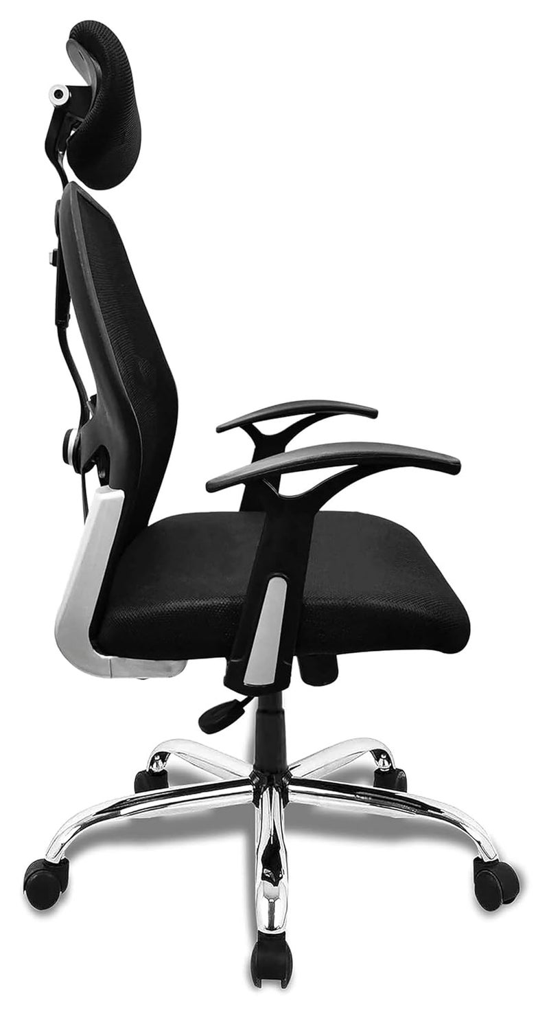 Urbane Home Ergonomic Office Chairs for Work From Home Comes with Manual Height Adjustable Armrest Headrest 2D Lumbar Support Comfy Study Chair for Students with Wheels Black - Image 2