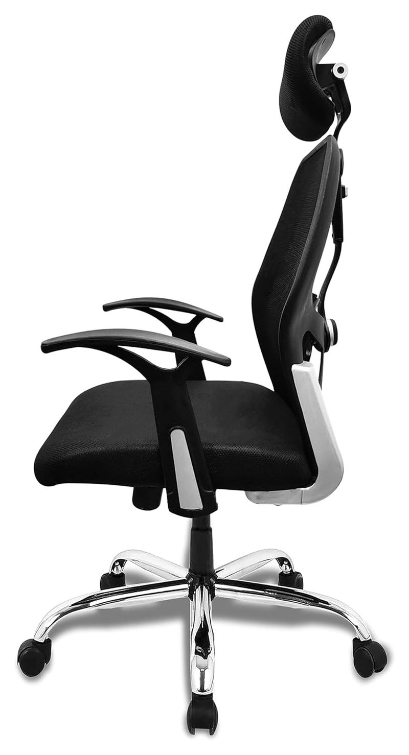 Urbane Home Ergonomic Office Chairs for Work From Home Comes with Manual Height Adjustable Armrest Headrest 2D Lumbar Support Comfy Study Chair for Students with Wheels Black - Image 3