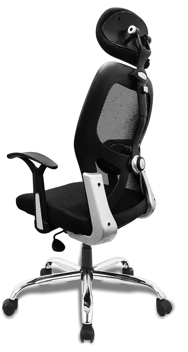 Urbane Home Ergonomic Office Chairs for Work From Home Comes with Manual Height Adjustable Armrest Headrest 2D Lumbar Support Comfy Study Chair for Students with Wheels Black - Image 4