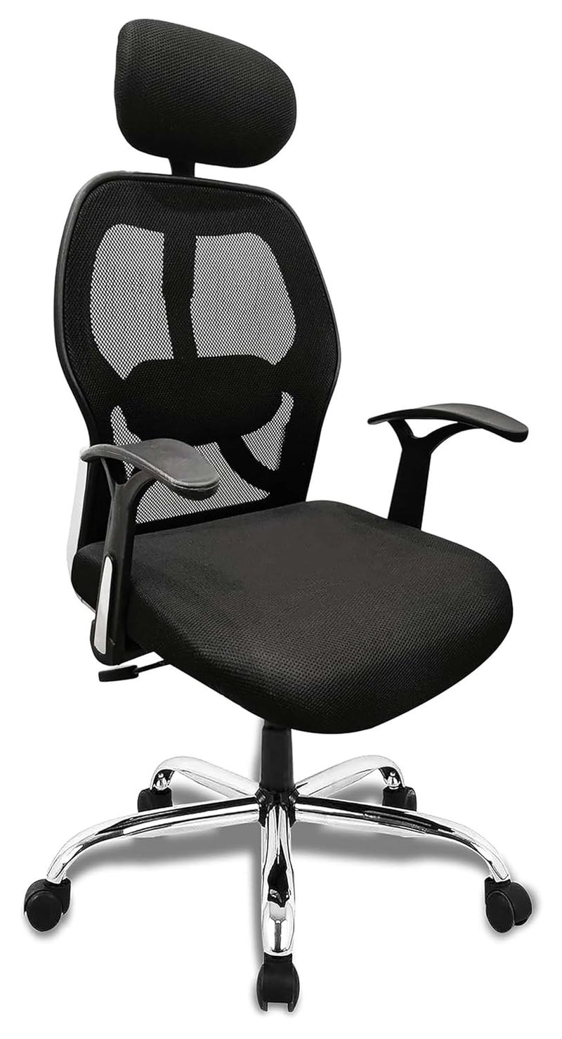 Urbane Home Ergonomic Office Chairs for Work From Home Comes with Manual Height Adjustable Armrest Headrest 2D Lumbar Support Comfy Study Chair for Students with Wheels Black - Image 1