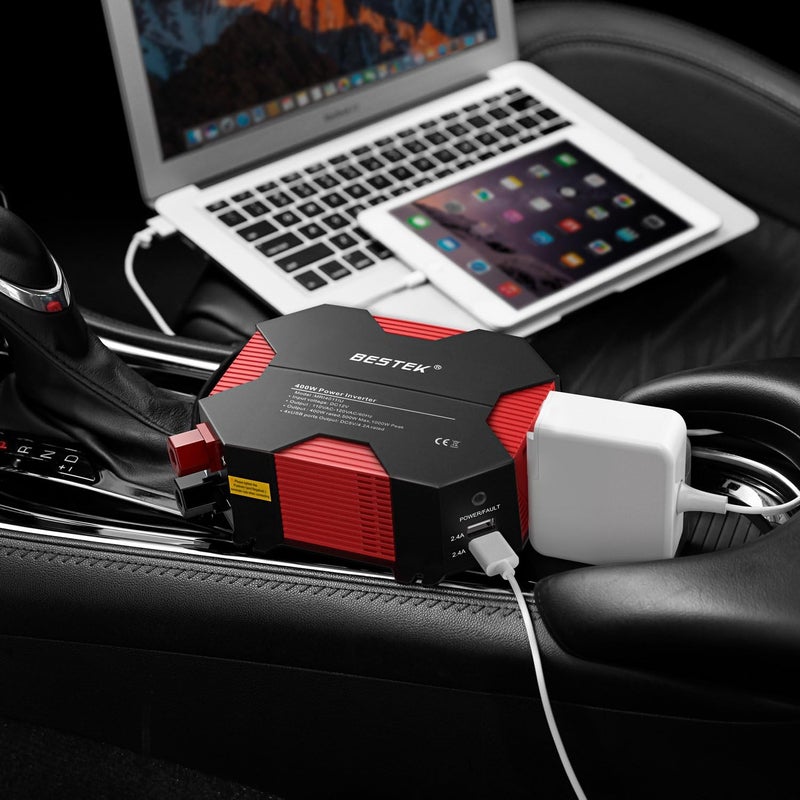 بيستك محول طاقة 500W لشحن السيارة من 12V إلى 240V 230V مع مقبس بريطاني و4 منافذ USB، محول طاقة تلقائي للسفر والتخييم والمركبات الترفيهية - Image 5