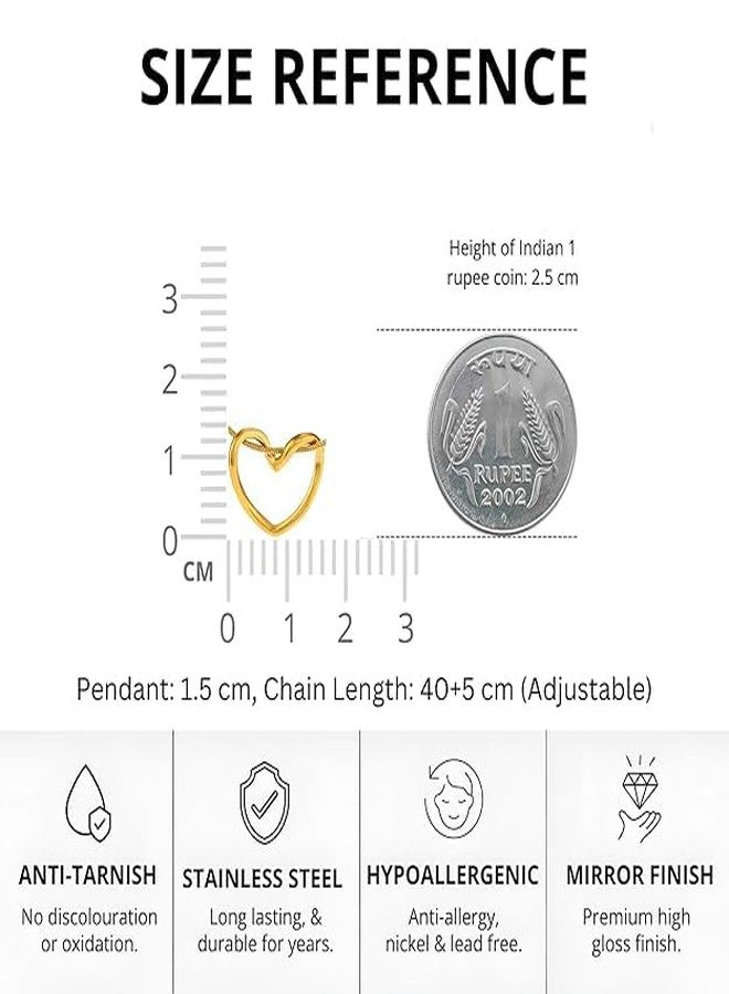 Stylewell Premium Anti Tarnish Gold Color Heart Pendant Necklace for Girls and Women - Image 3