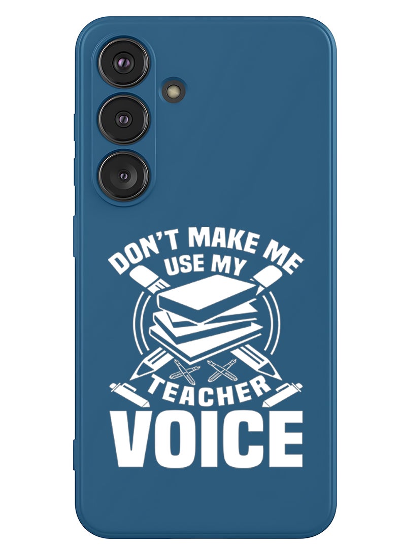 Theodor Protective Slim Fit Case Liquid Silicone Cover with Full Body Protection Anti-Scratch Shockproof Case For Samsung Galaxy S25 (Blue) - Teacher Voice - White - Image 1