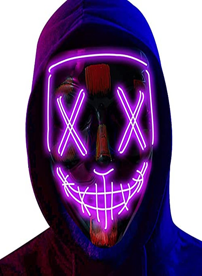 Neon LED Halloween Mask – Light-Up Scary Mask for Festivals & Cosplay - Image 1