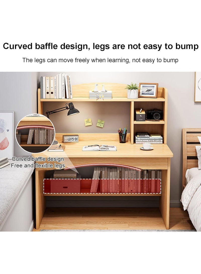 عالية الجودة مكتب منزلي مع رف تخزين، مكتب كمبيوتر خشبي، محطة عمل حديثة وبسيطة، طاولة دراسة وكتابة، طاولة ألعاب للمنزل والمكتب (100 * 48 * 120 سم (خشب)) - Image 2