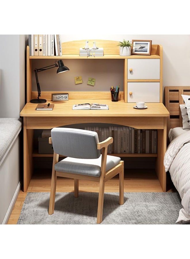 عالية الجودة مكتب منزلي مع رف تخزين، مكتب كمبيوتر خشبي، محطة عمل حديثة وبسيطة، طاولة دراسة وكتابة، طاولة ألعاب للمنزل والمكتب (100 * 48 * 120 سم (خشب)) - Image 1