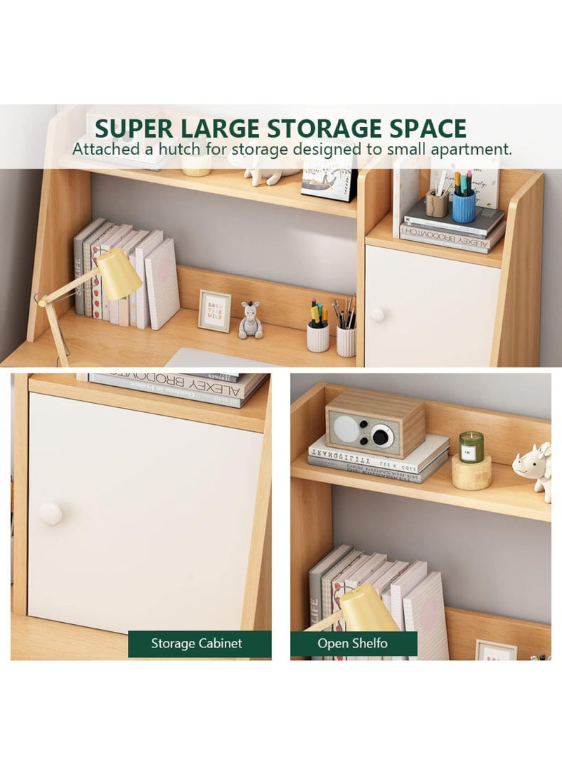 عالية الجودة مكتب منزلي مع رف تخزين، مكتب كمبيوتر خشبي، محطة عمل حديثة وبسيطة، طاولة دراسة وكتابة، طاولة ألعاب للمنزل والمكتب (100 * 48 * 120 سم (خشب)) - Image 4