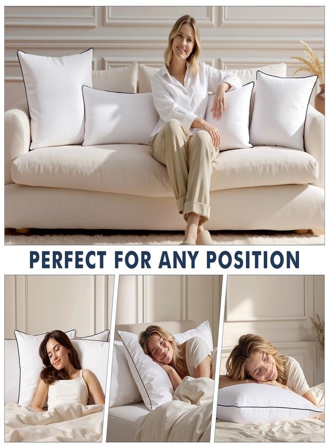 MIULEE مجموعة وسائد MIULEE من ريش الإوز 20x20 بحشوة من الريش 100% مع غطاء قطن مقاوم للريش، وسادة زخرفية ناعمة ورقيقة للكنبة أو السرير للغرفة البيضاء - Image 5