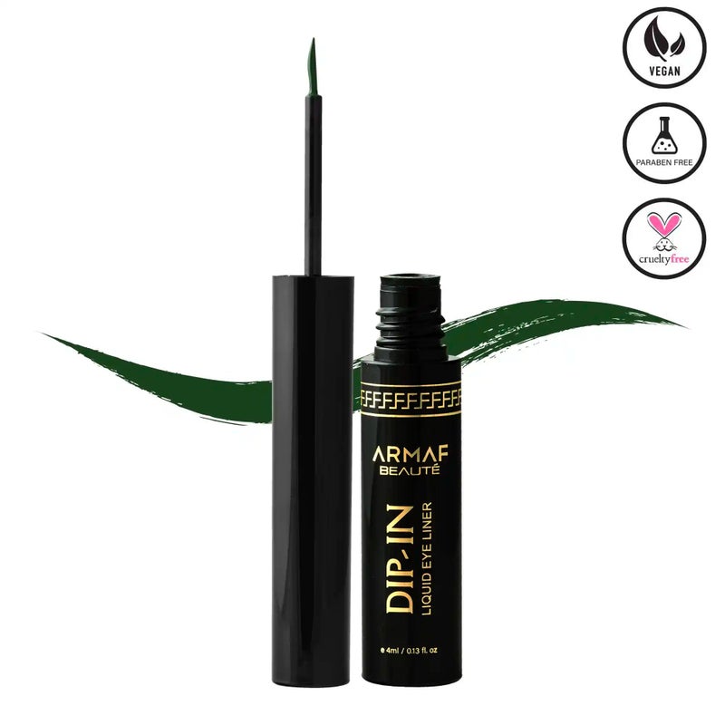 Armaf Beaute Dip In Liquid Eyeliner Emerald Rich Colour 4ml, Water Resistant Matte Black Eye Liner, Lightweight, Long Lasting & Smudge Proof, Weightless Formula, Precision Tip For Bold & Defined Eyes - Image 1