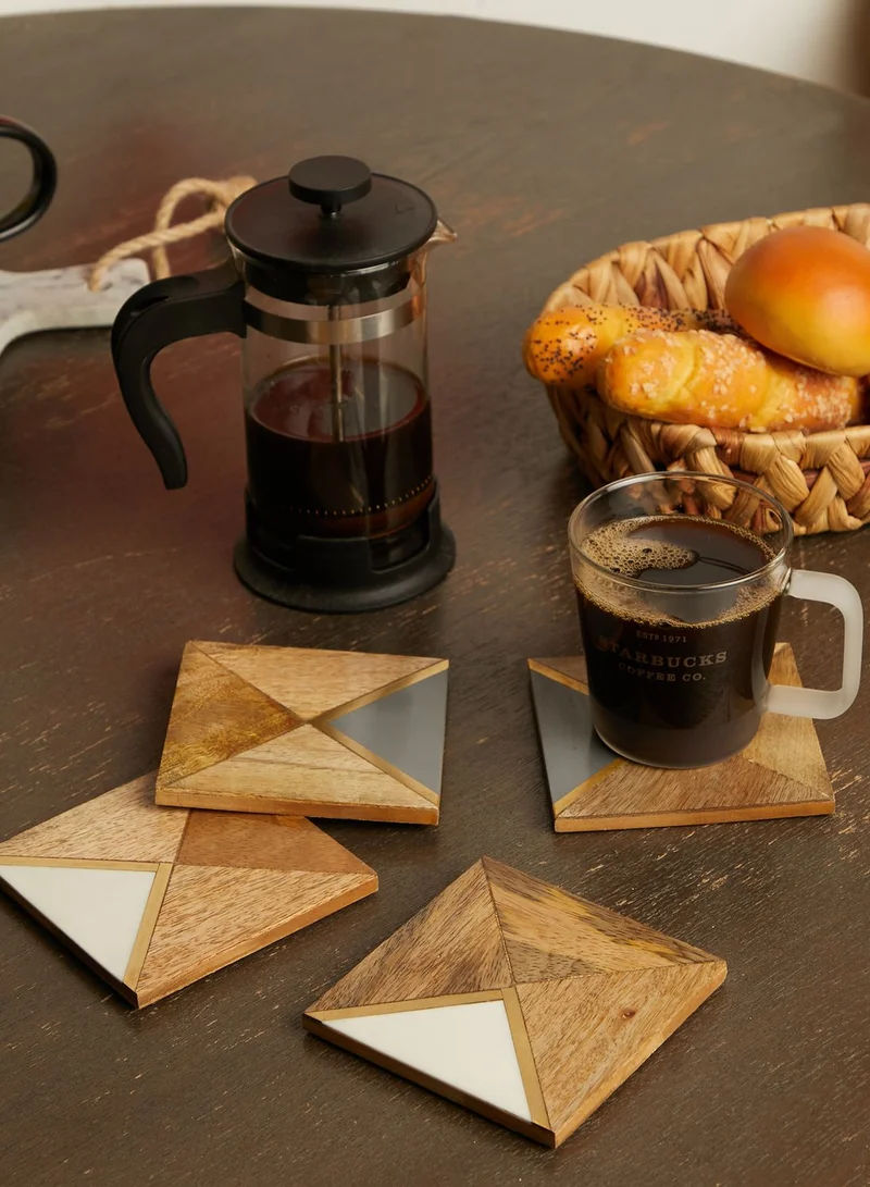 AURORA Set Of 4 Wood & Resin Square Coasters