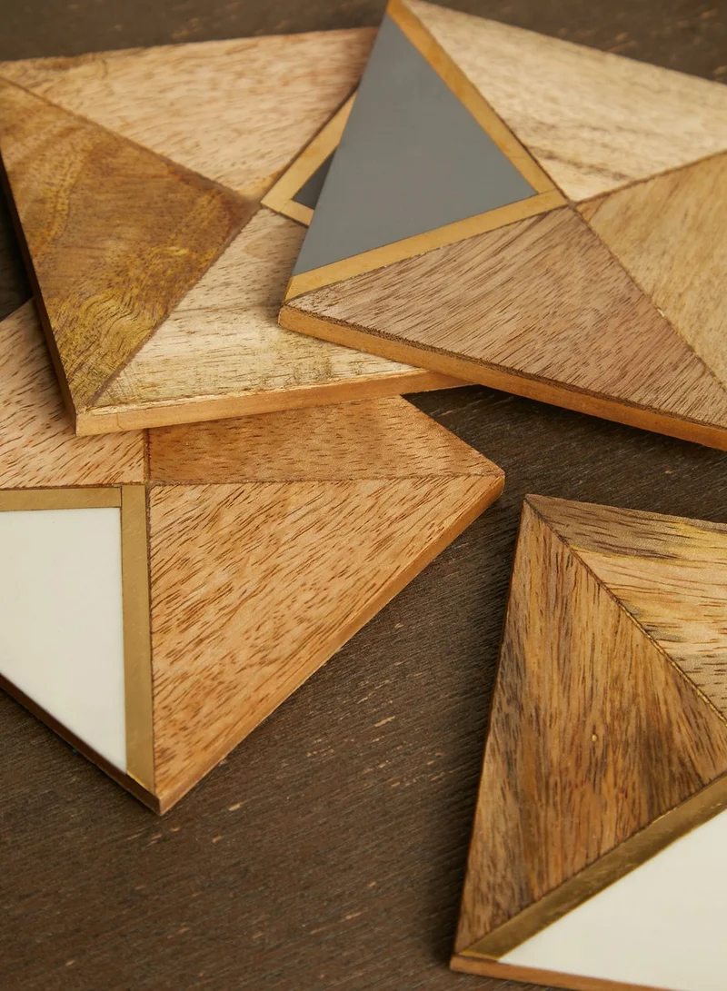 AURORA Set Of 4 Wood & Resin Square Coasters