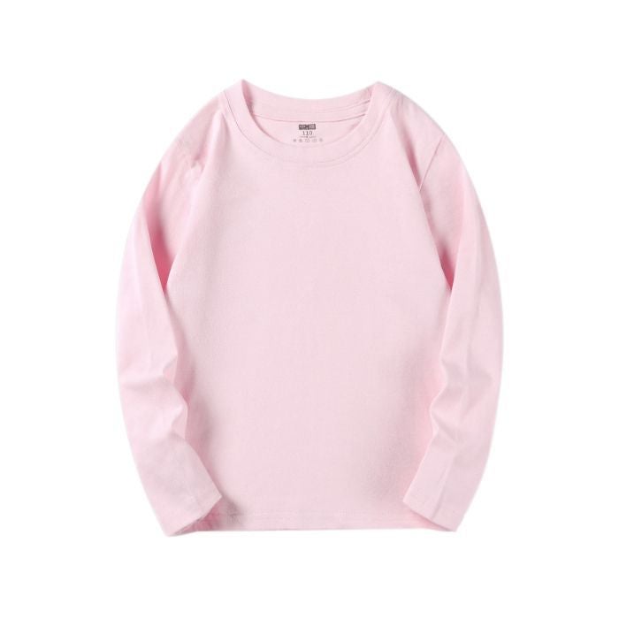 Children'S Light Plate Long Sleeve 100 Cotton 200G Solid Color Children'S Wear Base Shirt Blank Top T-Shirt - Image 1