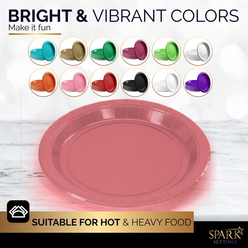 Amcrate Paper Dinner Plates Pink  8 1/2 Inches Paper Plates Disposable  Strong and Sturdy Disposable Plates for Party  Dinner  Holiday  Picnic  or Travel Party Plates  Pack of 50 - Image 2