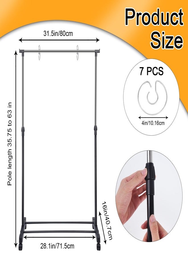 AshKiz Pocket Chart Stand Rolling Adjustable 35.75 to 63 Inch with 7 Rings Stainless Steel for Classroom Educational Tools Black - Image 2
