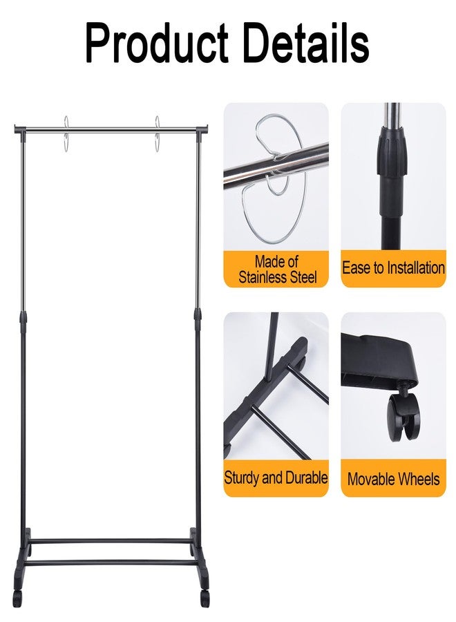 AshKiz Pocket Chart Stand Rolling Adjustable 35.75 to 63 Inch with 7 Rings Stainless Steel for Classroom Educational Tools Black - Image 3