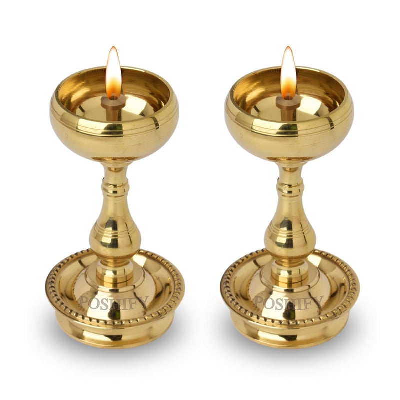 POSHIFY Udupi Nanda Diya Pack of 2 Elegant BowlShaped Brass Diya for Luxurious Puja Rituals and Home Decor - Image 1