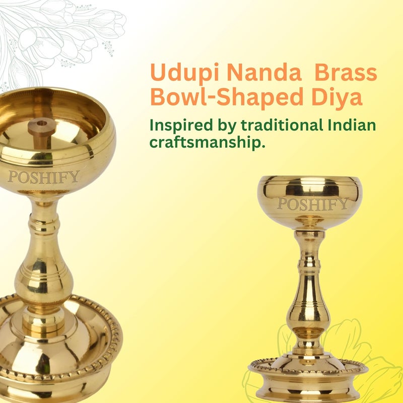 POSHIFY Udupi Nanda Diya Pack of 2 Elegant BowlShaped Brass Diya for Luxurious Puja Rituals and Home Decor - Image 3