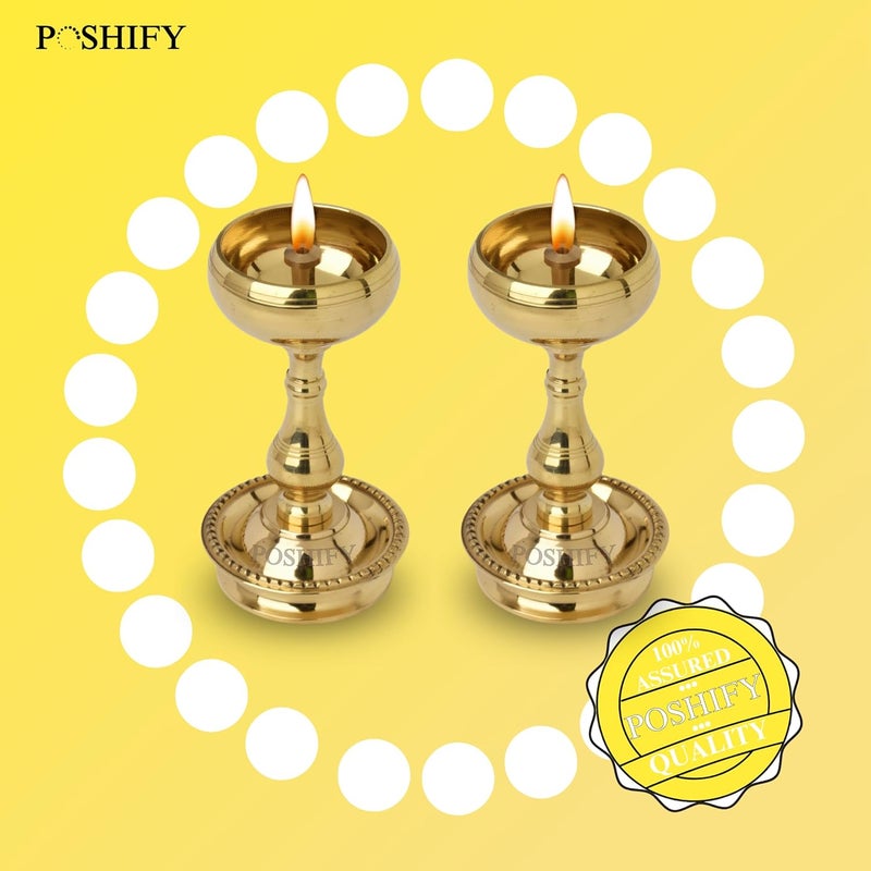 POSHIFY Udupi Nanda Diya Pack of 2 Elegant BowlShaped Brass Diya for Luxurious Puja Rituals and Home Decor - Image 5