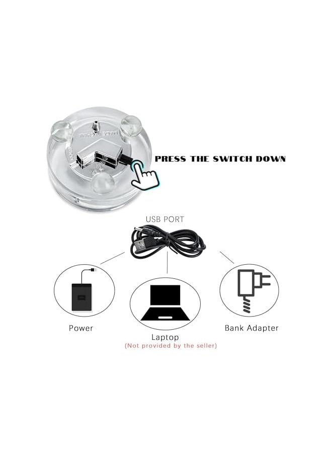 The Bros LED Light Base for Crystal and Glass Art - 3 Inch Round RGB Lighting Stand with USB Power Cord - Ideal for Displaying Crystal Figurines, 3D Glass Art and Acrylic Objects - Room and Desk Decorations  - Image 5