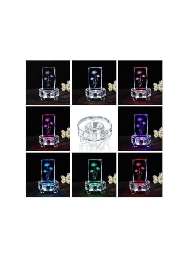 The Bros LED Light Base for Crystal and Glass Art - 3 Inch Round RGB Lighting Stand with USB Power Cord - Ideal for Displaying Crystal Figurines, 3D Glass Art and Acrylic Objects - Room and Desk Decorations  - Image 4