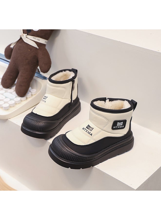 Girls' Snow Boots  Winter New Children's Cartoon Plush Thick Cotton Shoes For Older Children, Warm And Thickened Cotton Boots Trendy