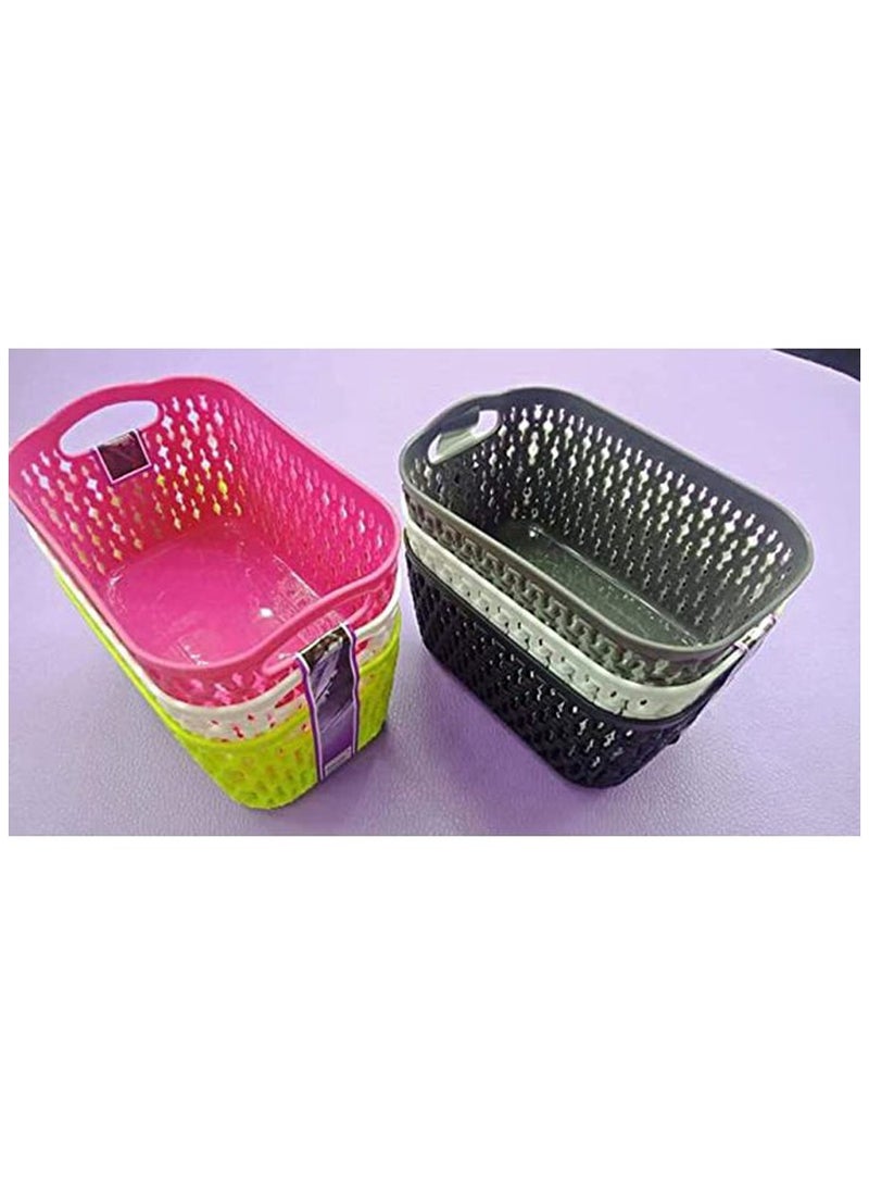 Mazaya Plastic Storage Organizer Basket A Rectangle - Small Size  - 3 Pcs - Image 2