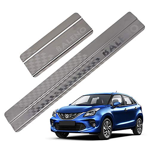 Galio Car Footsteps Scuff Plate Sill Guard Stainless Steel (After-Market) Compatible with Baleno (2015 Onwards) Baleno - Image 1