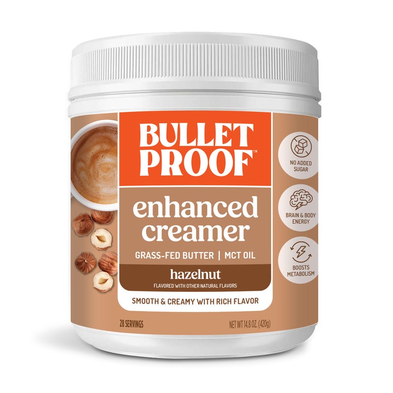 Bulletproof Hazelnut Creamer, 14.8 Ounces, Keto Coffee Creamer with MCT Oil and Grass-Fed Butter - Image 1