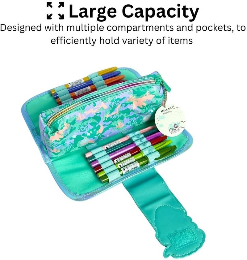 Glitters Mermaid Style Multi-Compartment Pencil Case - Image 3