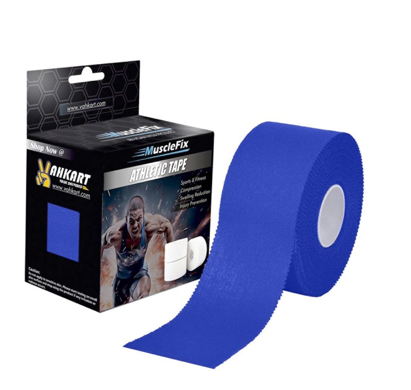 MuscleFix Athletic Tape for Ankle, Wrist & Joint Protection, Easy-tear Breathable Soft Cotton Best Adhesive Medical Tape for Athletes & Trainers (Black, 5 cm * 13.7 m) - Image 1