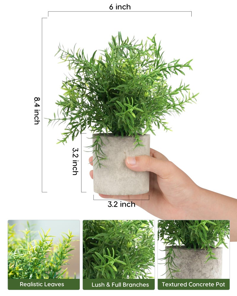 Velener 2Pcs Artificial Potted Rosemary Plants- Rustic Farmhouse Fake Shrubs for Decoration Centerpieces Living Room, Shelf Bedroom Aesthetic Green Bathroom Accessories Boho Small Desk Plant Office - Image 2