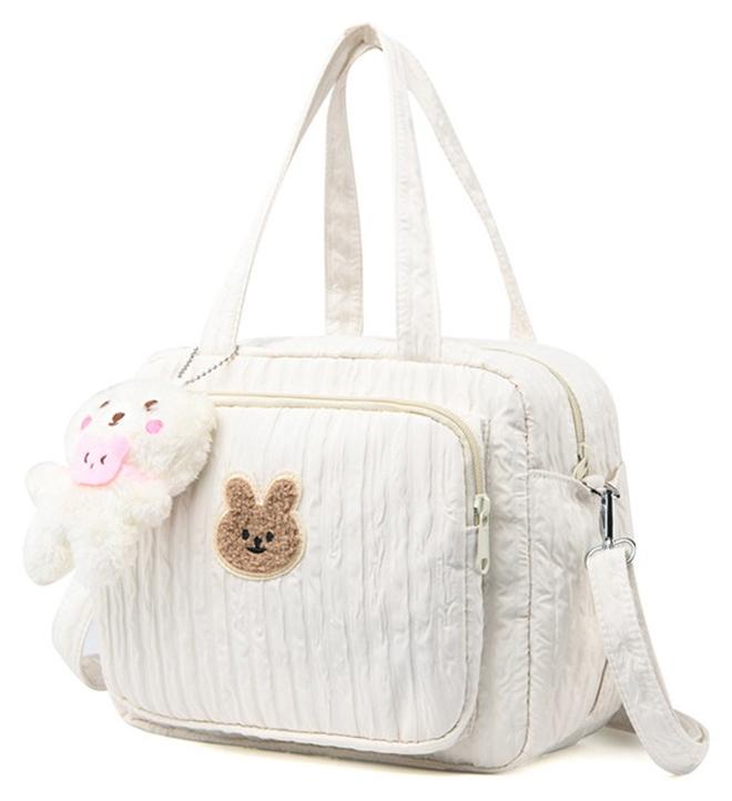 رات سو حقيبة حفاضات كبيرة للأم والطفلة حقيبة قطنية مبطنة لحفاضات الأطفال حقيبة سفر متعددة الاستخدامات للأمهات حقيبة تخزين للسفر بدون دمية - Image 1