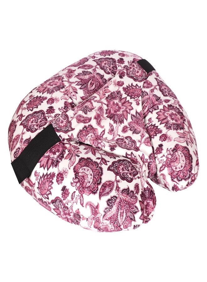 BOFFLE 5in1 New Born Baby Feeding Pillow with 100% Cotton Detachable Cover | with Belt and Baby Hoop | Breastfeeding Pillow | Nursing Pillow (Pink) - Image 1