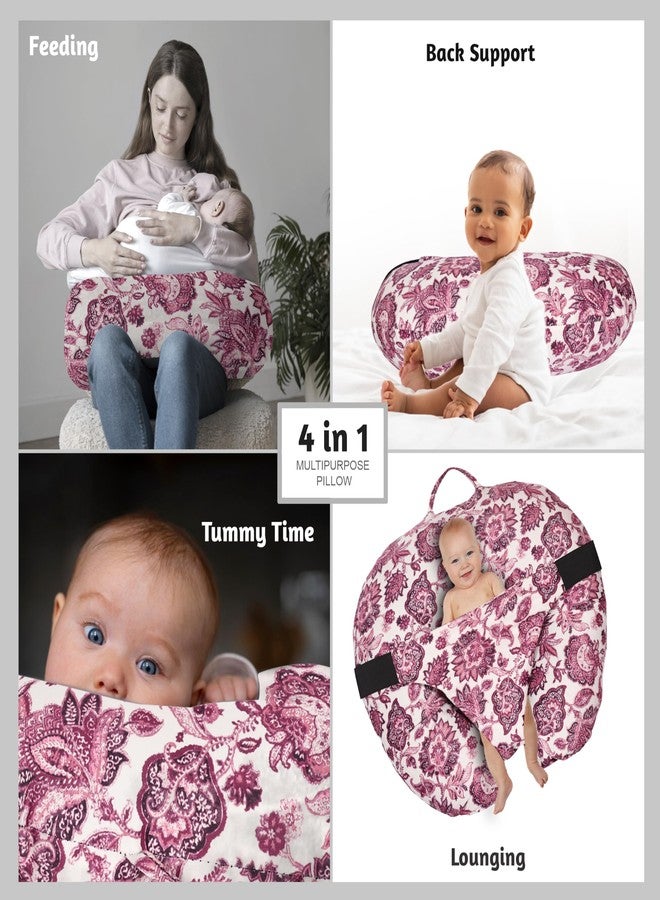 BOFFLE 5in1 New Born Baby Feeding Pillow with 100% Cotton Detachable Cover | with Belt and Baby Hoop | Breastfeeding Pillow | Nursing Pillow (Pink) - Image 4