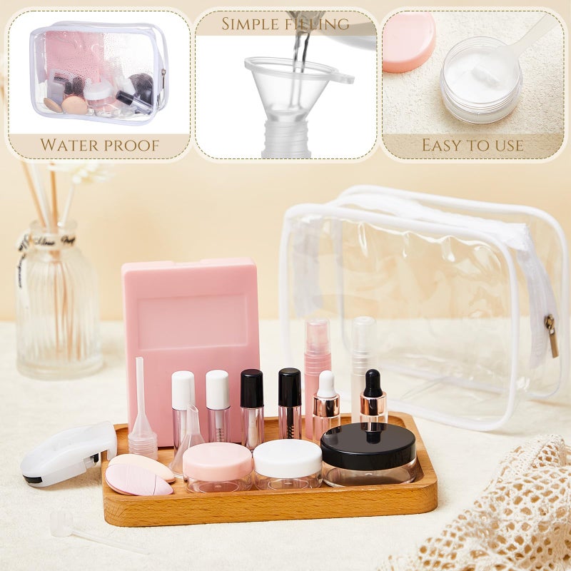 Maxdot 20 Pack Travel Makeup Containers Set Mini Makeup Brush Empty Bottles Kit with Finger Puff Spatulas Leak Proof Refillable Cosmetic Accessories for Liquid Toiletries Skincare Shampoo Mascara - Image 4